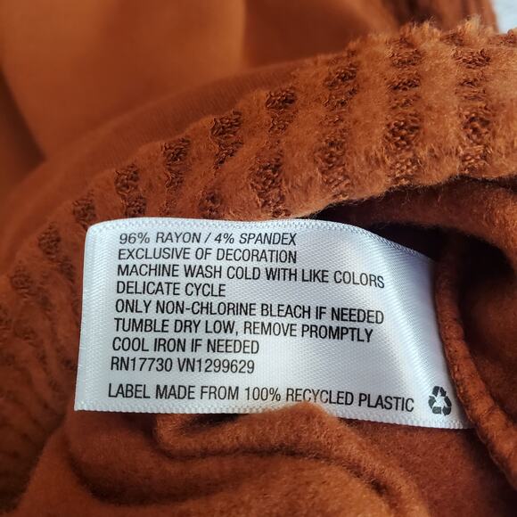 Knox Rose Lace Waffle Knit Thermal Top Med Burnt Orange Long Sleeve Sweater NWT - Picture 8 of 12